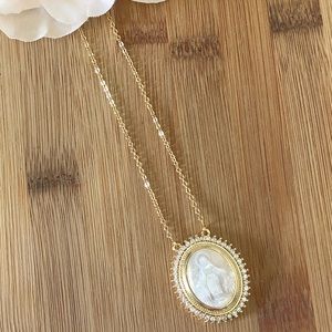 Gold Virgin Mary Necklace / Zirconia